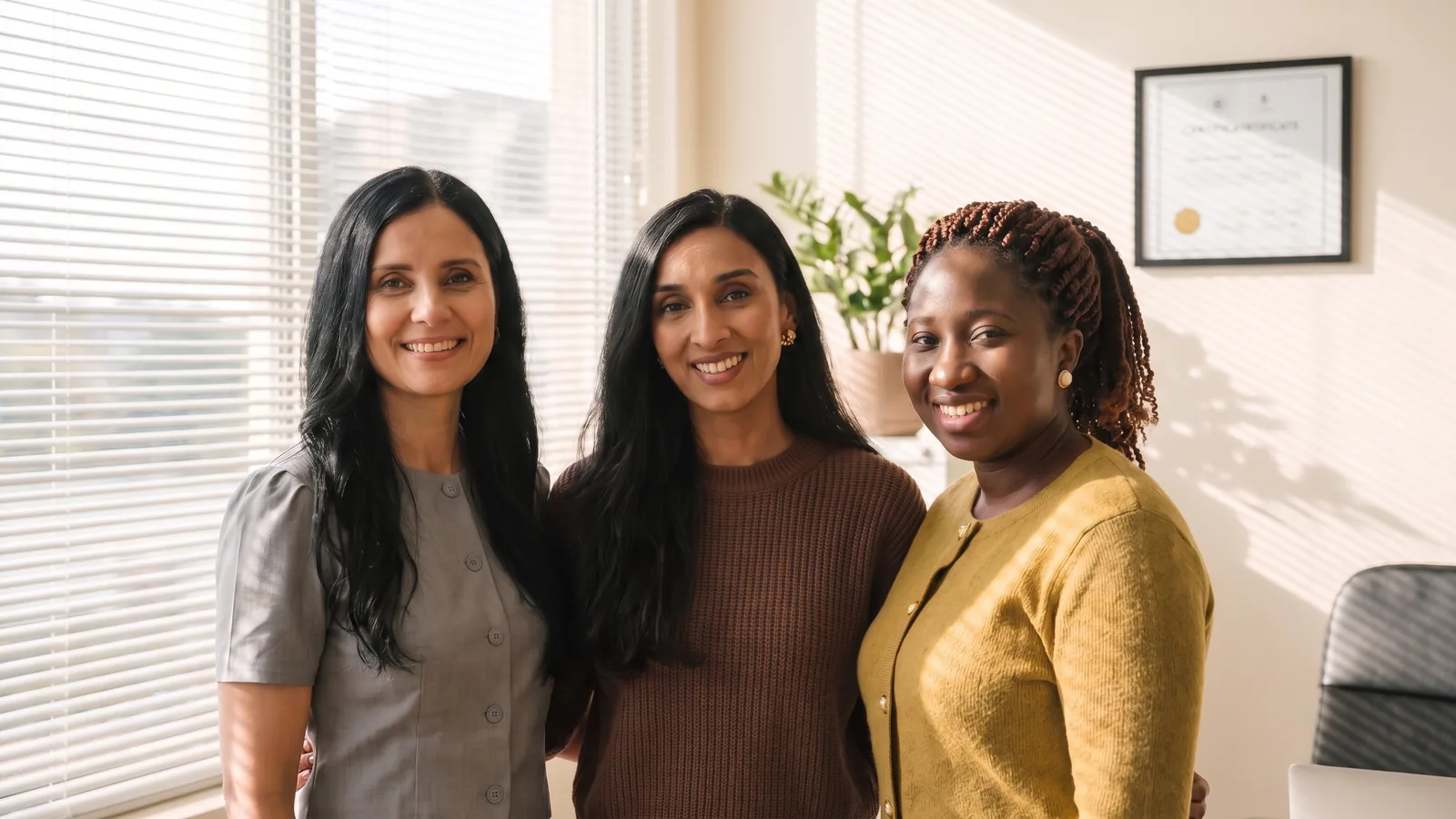 The three pharmacists standing together in the clinic