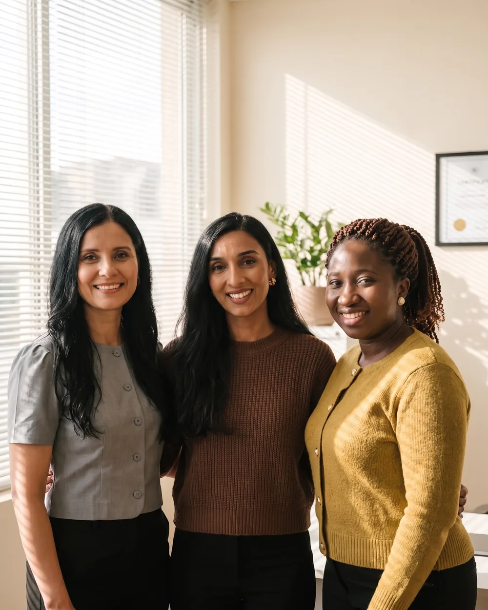 The three pharmacists standing together in the clinic